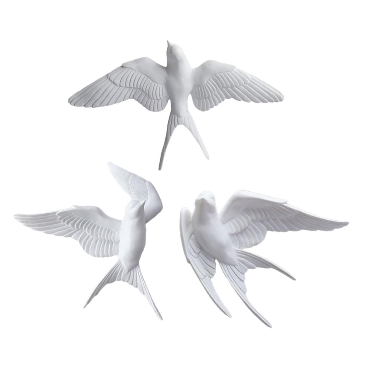 KONTONTY 3Pcs 3D Bird Wall Decorations Resin Swallows Hanging Ornaments for Living Room Entryway Dining Room Wall Art