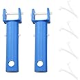 RLECS Vacuum Head Handle 2PCS Blue Color Vacuum Pool Brush Handle Universal Replacement Parts with V Clips and Pins for Swimming Pool Spa Vacuum