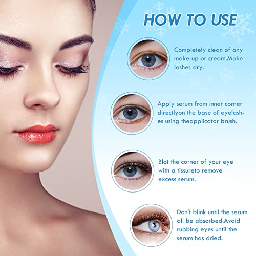 Eyelash Growth Serum, Lash Serum Vegan Eyelash Serum for Longer Thicker Full Natural Eyelashes, Hormone-Free & Prostaglandin Free without Harmful Additives, 2-in-1 Eyebrow Serum 5 ml