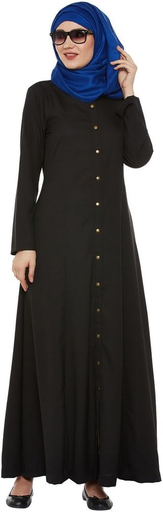 Momin Libas Full Front Button Open Black Abaya & Burkha