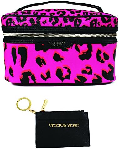 Victoria Secret Fuchsia/ Black Cheetah Make-Up Train Bag w/ Coin Purse