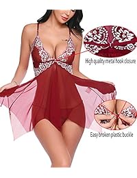 Avidlove Women Lace Lingerie Front Closure Babydoll V Neck Nightwear Sexy Chemise Nightie