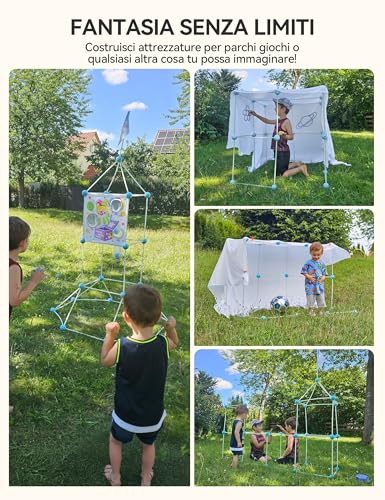 Besrey 144-Piece Fortress Building Kit for Children with Launch Game, Glow in the Dark, Castle and Tunnel Buildings, Play Tent Children 5+ Years, Creative Play, Child Gift