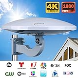 Outdoor TV Antenna,ANTOP UFO Amplified Attic HDTV Antenna,65 Mile Long Range Omni-Directional Reception for 1080P 4K Free TV Channels