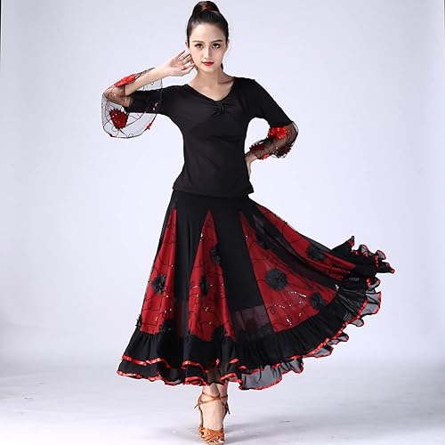 black and red flamenco dress The Addams Family Wednesday Halloween Suit Wednesday Addams Dance Dres –  Cosplayrr main image 0