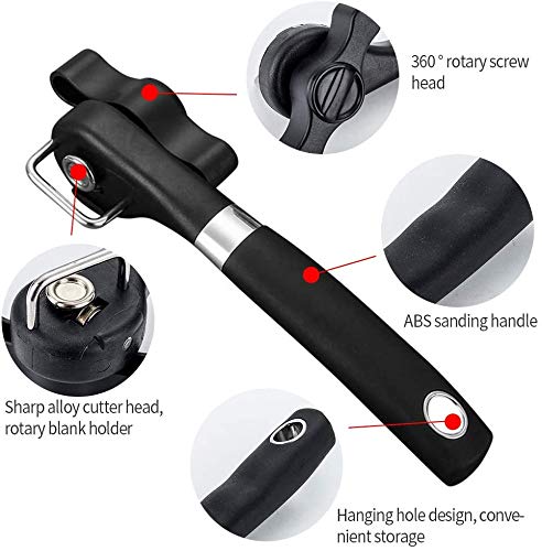 Manual Can Opener with Soft Grips Handle, Safe Cut Manual Can Opener, Food Grade Stainless Steel Can Opener for Kitchen & Restaurant