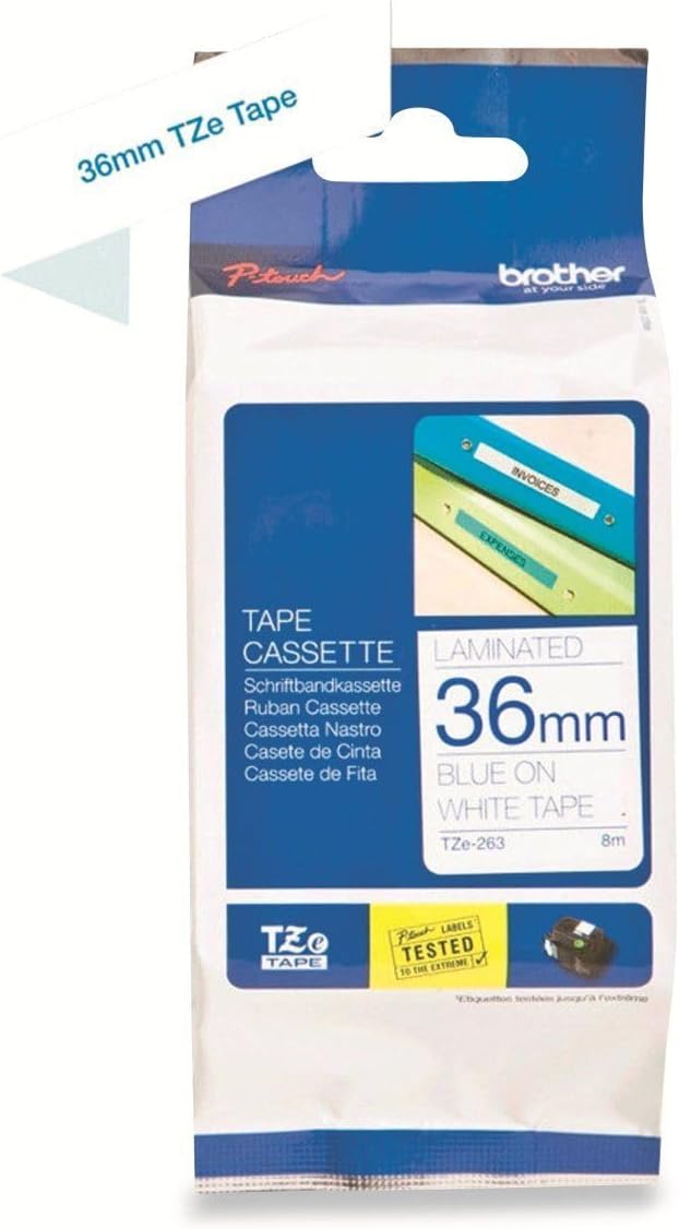 Brother TZe-263 Laminated Labelling Tape 36 mm x 8 m Blue on White