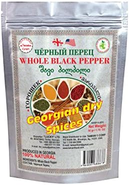 Whole Black Pepper 50 Gr, 100% Natural Dry Spice, Imported from Georgia