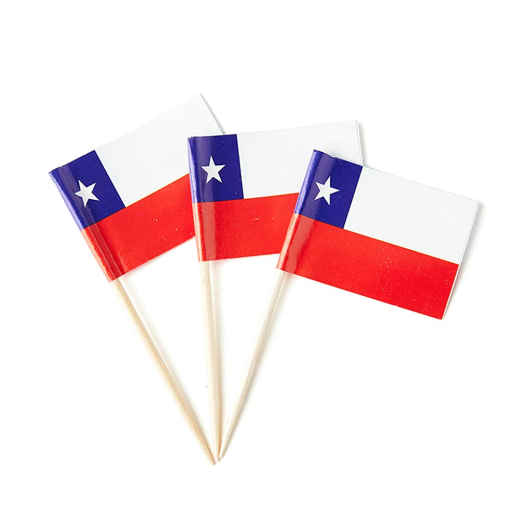 Chile Flag Chilean Flag, Small Mini Chile Toothpick Flags for Food, Cupcakes, Cocktails, Appetizers, Bar Party Decorations
