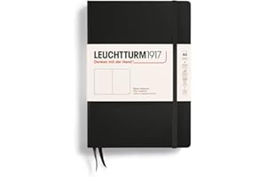 LEUCHTTURM1917 - Notebook Hardcover Medium A5-251 Numbered Pages for Writing and Journaling (Black, Plain)