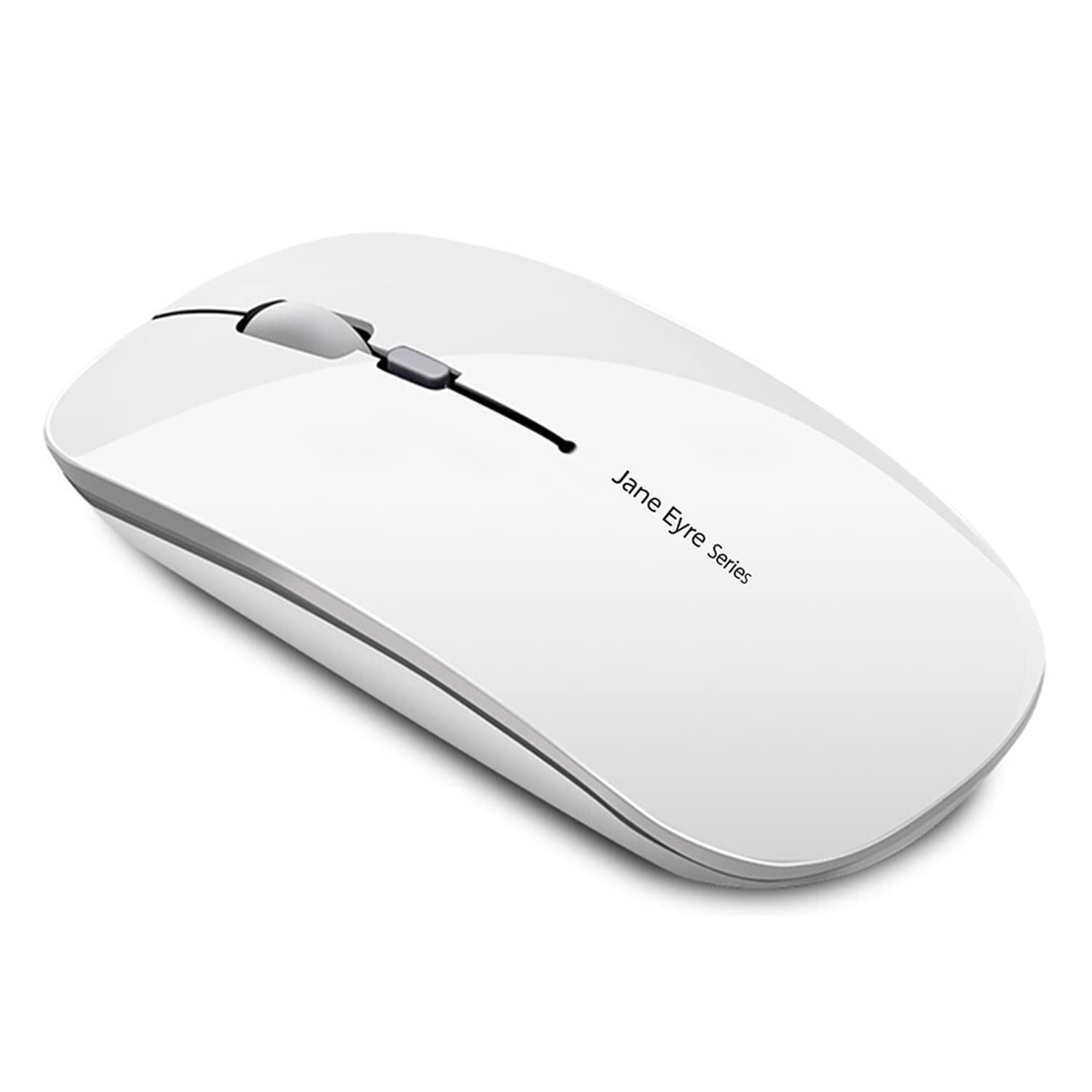 Uiosmuph Q5 Wireless Mouse, 2.4GHz Slim Portable Wireless Mouse for Laptop, Rechargeable Ergonomic Computer Mouse with USB Receiver for Mac PC Notebook Macbook Chromebook, White