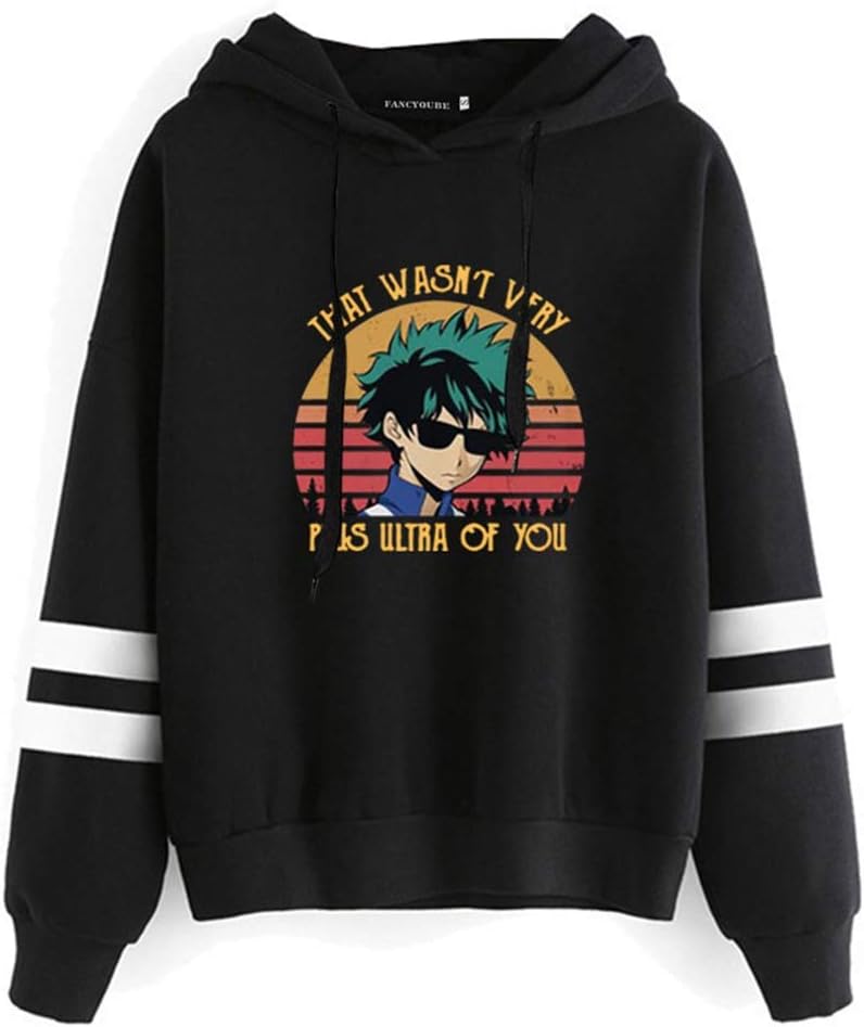 918coshiert Women's Fashion Anime My Hero Academia Print Hoodie Girls That Wasn't Very Plus Ultra of You Long Sleeve Sweatshirt