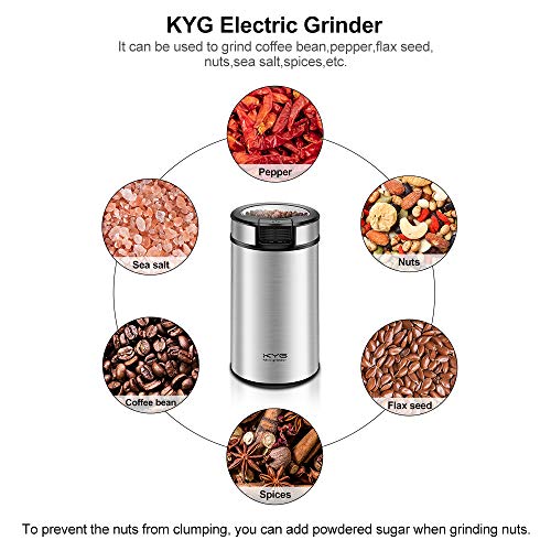 KYG 200W Elektrische Kaffeemühle für Kaffeesamen, Leinsamen, Gewürze, Nüsse, Kaffeemühle mit Edelstahlklingen – Bild 3