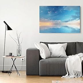 Watercolor Style Tranquil Blue Ocean at Sunset