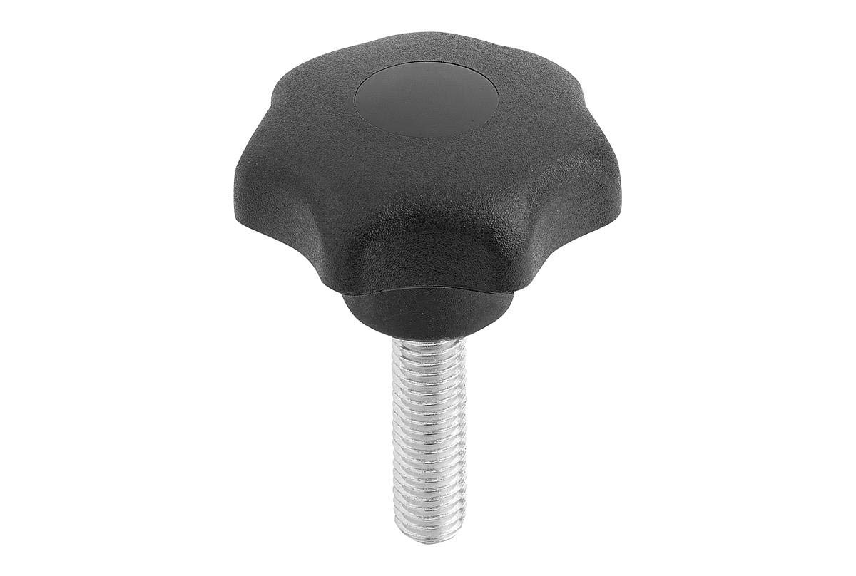 KIPP - Bedienteile | Normelemente K0155.4061X25 Kipp Star Handle-thermoplastic, External thread-M6X25, D1 Black-comp. Steel, M6X25, 32 mm
