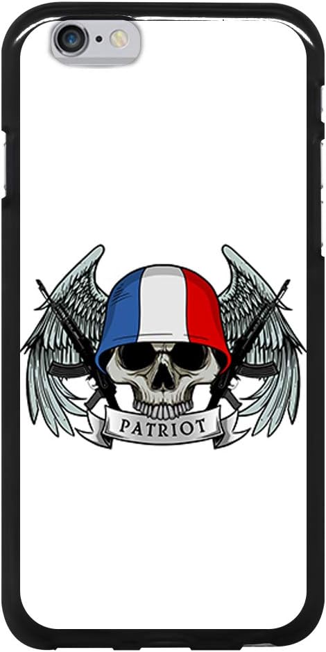 BJJ SHOP Black case for [ IPhone 6 / IPhone 6s ], TPU flexible silicone shell, design: Legionary skull, France patriot
