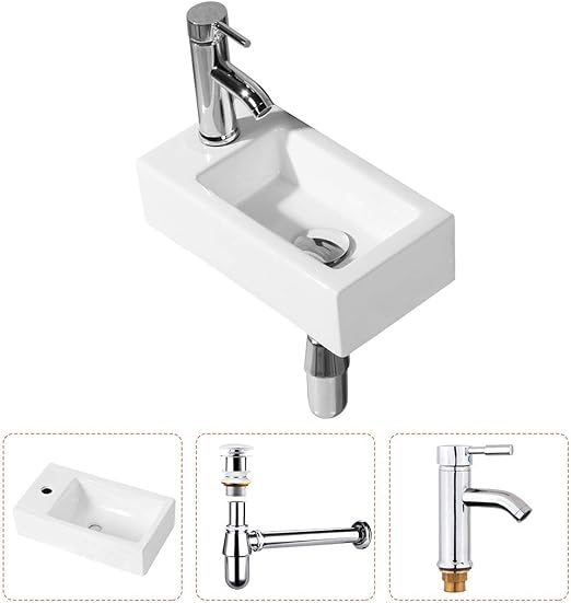 Handwaschbecken Klein Gimify Mini Waschbecken Zur Wandmontage Aus Keramik Badezimmer Set Linke Hand Amazon De Baumarkt