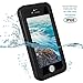 Temdan iPhone SE/5S/5 Waterproof Case Built-in Screen Protector Shockproof Clear Waterproof Case for iPhone SE/5S/5(4inch) (Black)