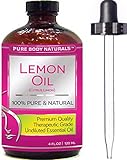 Pure Body Naturals Therapeutic Grade Undiluted Essential Lemon Oil, 4 fl. oz.