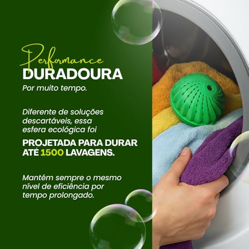 Bola Mágica para Lavar Roupas Remove Fiapos Pelos e Sujeira sem Sabão Econômica Ecológica e Reutilizável – Alta Eficiência Dura até 1500 Lavagens Ideal para Roupas Limpas sem Produtos Químicos