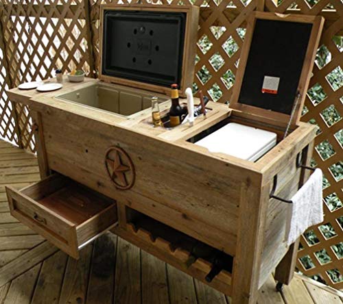 Outdoor Patio Cooler Bar Wooden Rustic Kitchen Furniture