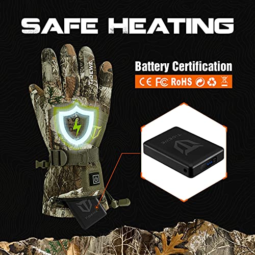 TIDEWE Heated Gloves with 2 Battery Packs, Waterproof Rechargeable Heating Gloves for Men Women