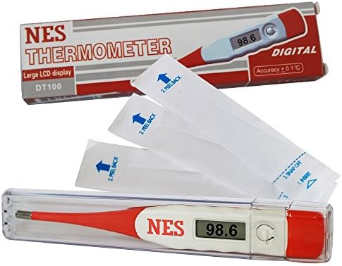 Digital Thermometer for Oral Thermometers, Rectal Thermometers and Baby Thermometers - Flexible Tip, Hard Plastic Case, 3 Sheaths -