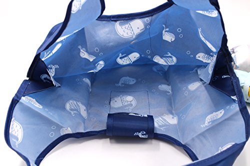 Elegant Styles Reusable Shopping Tote Travel Recycle Grocery Bags - 25" x 18" Super Loading Foldable to Save Space - Whales, Flowers & Checks(Various Styles) Great for Shopping Travel Outdoor