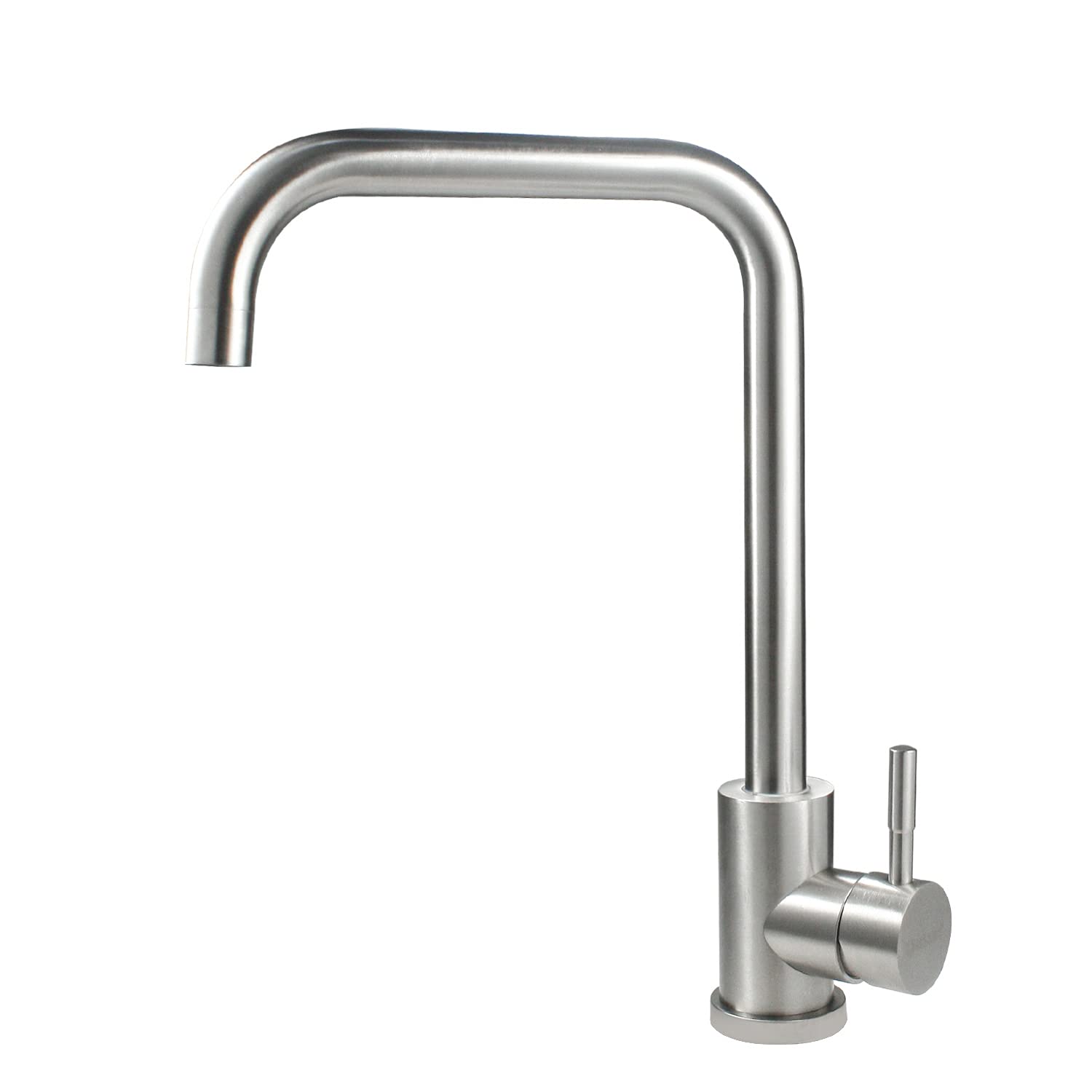 SOLVEX Single Handle Kitchen Taps Kitchen Sink Mixer Tap with Swivel Spout, Stainless Steel Faucet Brushed Nickel, with Supply Hose, Brushed Surface, SP-10021