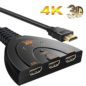 HDMI切替器,4Kx2K hdmiスイッチ メス オス 1080P/3D対応 ハイビジョンオーディオ　3入力1出力