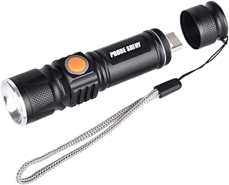 Ultra-Bright LED Flashlight, 3000 Lumens CREE XML-T6 LED Flashlight, Zoomable, USB Rechargeable Flashlight Torch (Batteries Included), Portable, 5 Light Modes for Indoor and Outdoor Use