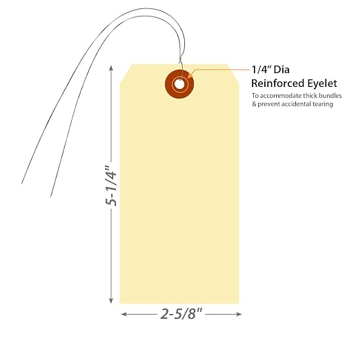 Aviditi 1000 Pack Manilla Shipping Hang Tags – 6 1/4 X 3 1/8, Size 8, 13 Pt, Pre-Wired, G10083