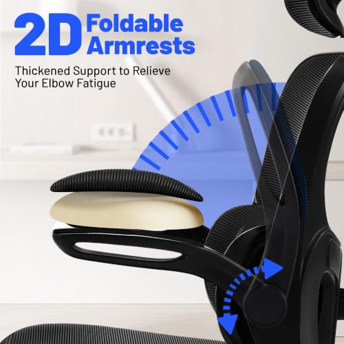 Coscendo Ergonomic Office Chair with Headrest & Lumbar Support, Black | 150 KG Max Load, Breathable mesh backrest, height adjustable swivel chair with rollers, suitable for office & home office
