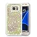 Galaxy S7 Edge Case, VEGO Transparent Plastic Glitter Quicksand Floating Bling Sparkle Love Flowing Liquid Hard Case Cover for Samsung Galaxy S7 Edge (2016) - Yellow