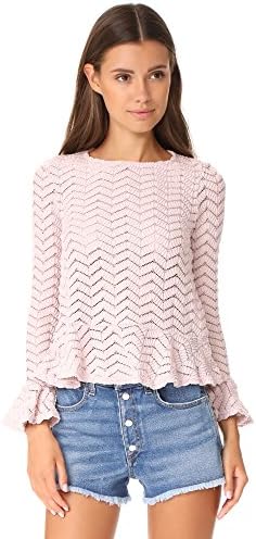 ENGLISH FACTORY Women's Top With Ruffle Details, Antique Rose, Large