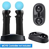 YOUSHARES Dual Charging Dock for Playstation Move Controller – Charging Station for Motion Gamepad with LED Indicator, Compatible to PS3 / PS4 Motion Controller, USB Powered (Black)