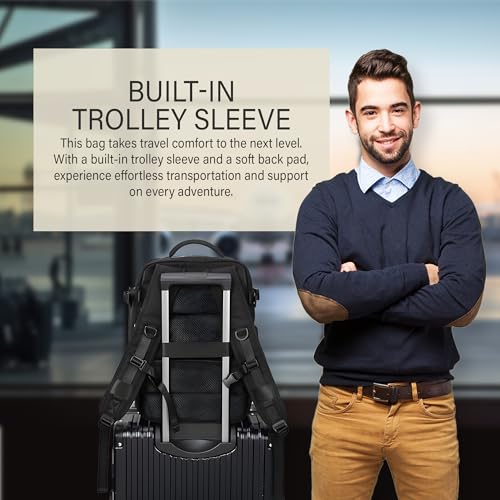 Luggage Travel Bag Backpack for Men and Women, Large Capacity Laptop Compartment, Carry On, Anti-Theft, Waterproof, Airline Approved, Travel Backpack with USB Charging Port