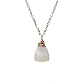 14k Gold Genuine Opal Pendant Necklace- Unique Faceted Triangle Shaped Opal Gemstone- Mother's Day- Graduation- Bridal- Wedding- Anniversary- Gift Idea