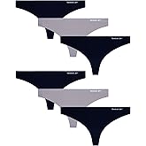 Reebok Womens Thong Underwear - 6 Pack Sexy Cut Seamless Thongs for Women - Breathable Stretch Performance Womens Underwear