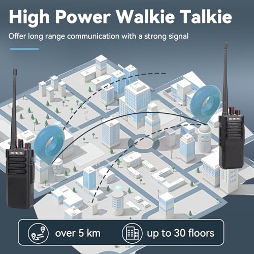 Retevis RT29D Radios with Long Range, IP67 Walkie Talkie Waterproof with 6-Way Charger, 3200 mAh, DMR Walkie Talkies for Adults, Hotel, Construction Site, Manufacturing, Logistics (Pack of 6)