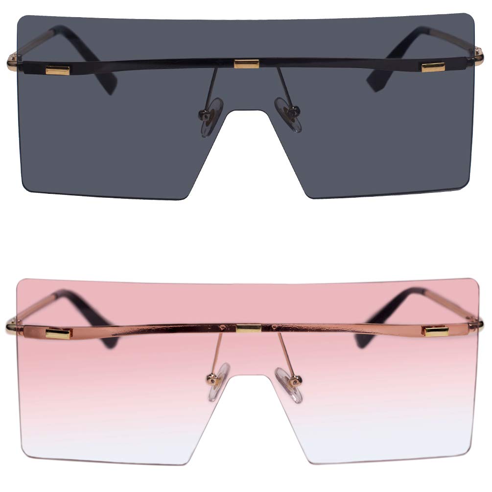 Buy TAOTAOQI Rimless Oversized Sunglasses For Women Flat Top Fashion