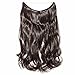 S-noilite Invisible Hair Extensions Secret Transparent Headband Hairpieces No Clip Long Human Made Natural Synthetic Fibre Hair Piece for Women Curly 20 Inch dark brown