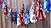 Election Decorations Patriotic Metallic Garland on (16 Tassels Per Package) Red White Blue 8 ft Ribbon, Pre-Assembled Party Décor 4th of July Memorial Day Banner Primary Military Ceremony