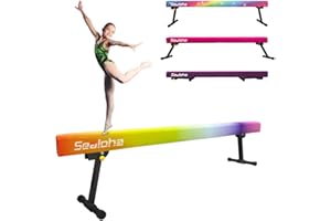 Sealoha 8ft Ultrasimple Adjustable&Foldable Balance Beam,High-Low Floor Beam Suede Gymnastics Equipment,No Tool Require, Gymnastics Beam for Training&Professional HomeTraining