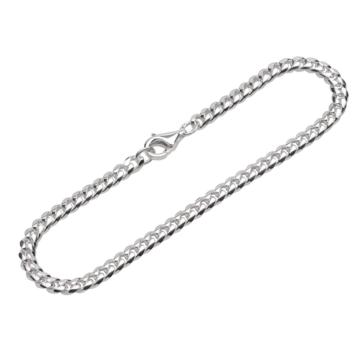 NKlaus bracelet 925 Sterling Silver 19cm curb chain oval polished ladies bracelet new 12413