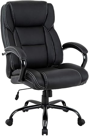 Big And Tall Office Chair 500lbs Cheap Desk Chair Ergonomic Computer Chair High Back Pu Executive Chair With Lumbar Support Headrest Swivel Chair For Women Men Adults Black Furniture Decor Amazon Com