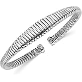 Gem And Harmony Sterling Silver Grooved Cuff Bangle Bracelet