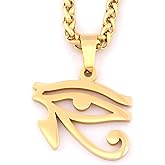 Gungneer African Jewelry Egypt Horus Eye Cut Pendant Men Women Stainless Steel Chain Amulet Health Protection Goldtone Accessory
