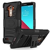 LG G4 Case, MoKo Shock Absorbing Hard Cover Ultra Protective Heavy Duty Case with Holster Belt Clip + Built-in Kickstand for LG G4 5.5 Inch (2015) - Black (NOT FIT LG G3)