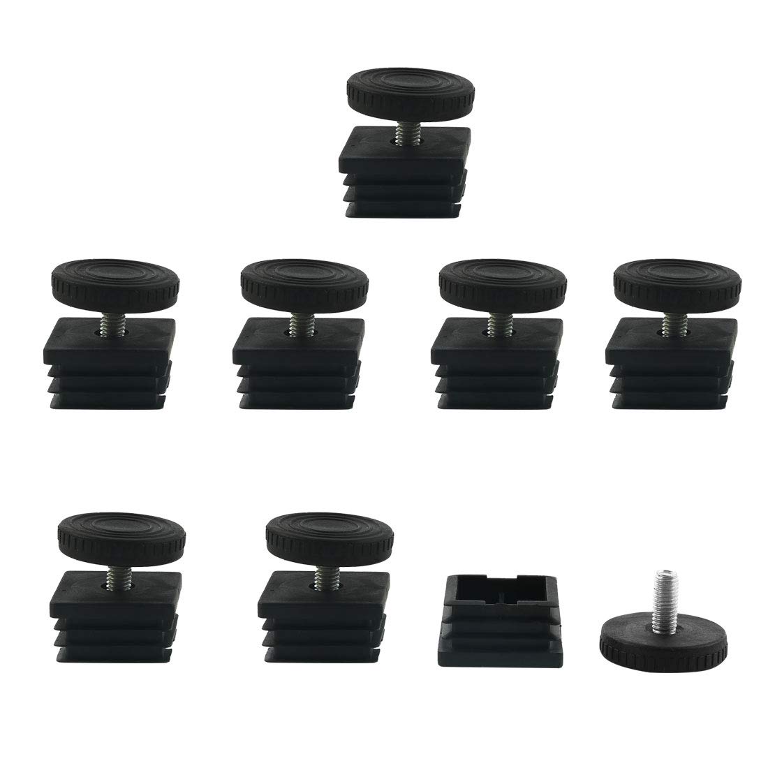 Sourcingmap Table Leveling Feet 38 x 38mm Square Insert Adjustable Leveler 8 Sets
